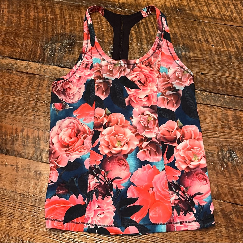 Lululemon Lightened Up Singlet Tank Top - Secret Garden/Black - Sz 4 🌸 ☀️ - Picture 4 of 6